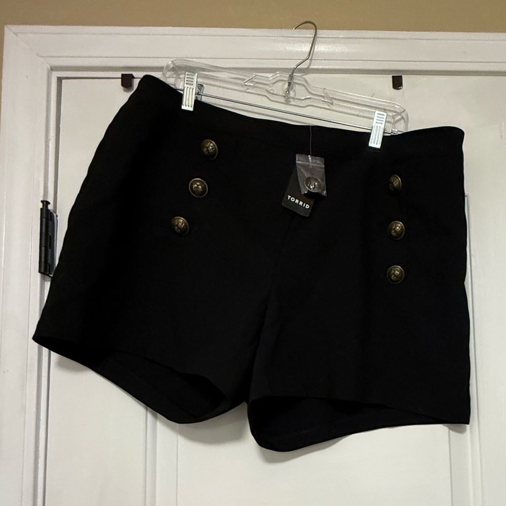 Torrid Black High Waist Shorts with Button Accents